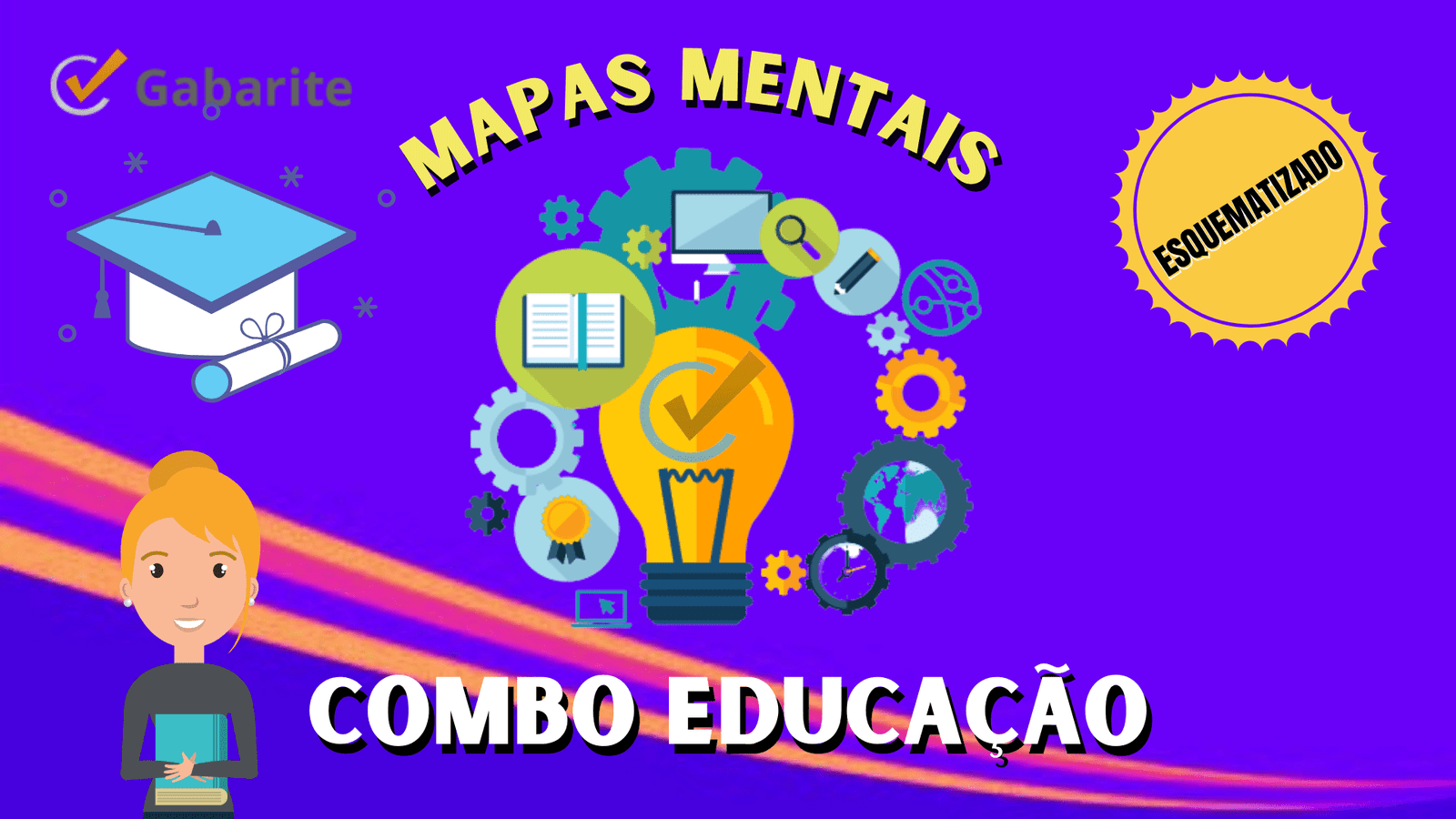 Combo Educação - 985 Mapas Mentais + 20.000 Questões + 6 E-books